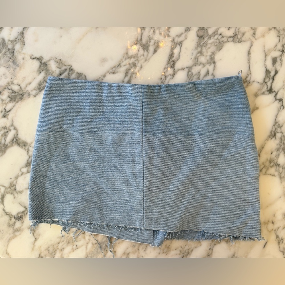 NWOT EB Denim Micro Skirt Asymmetrical Raw Hem Women's S no size tag - Picture 3 of 8